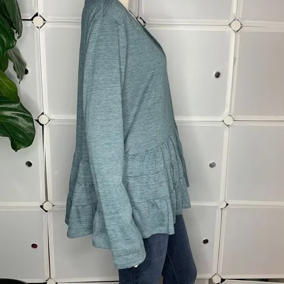 Anthropologie Deletta Teal Thea Tiered Ruffle Top Size Large - Picture 8 of 10